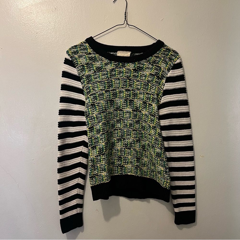 NICOLE MILLER Multicolor Knit Open Back Sweater
